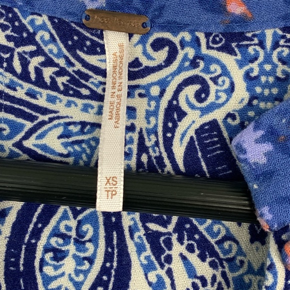 FP Free People Wildflower Fields Henley Tunic Blue Floral Top Boho Prairie XS - Picture 9 of 13